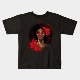 Black Girl Afro Roses Unapologetically Black Kids T-Shirt